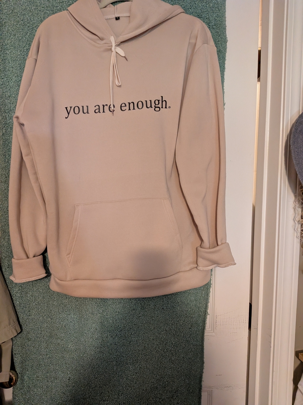 Women's Cream Crew Pullover Hoodie - "You Are Enough."